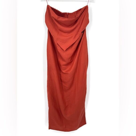 Rumer Roam Bandana Maxi Linen Chocolate‎ Brown Cutouts Dress Med NWT - Picture 4 of 11